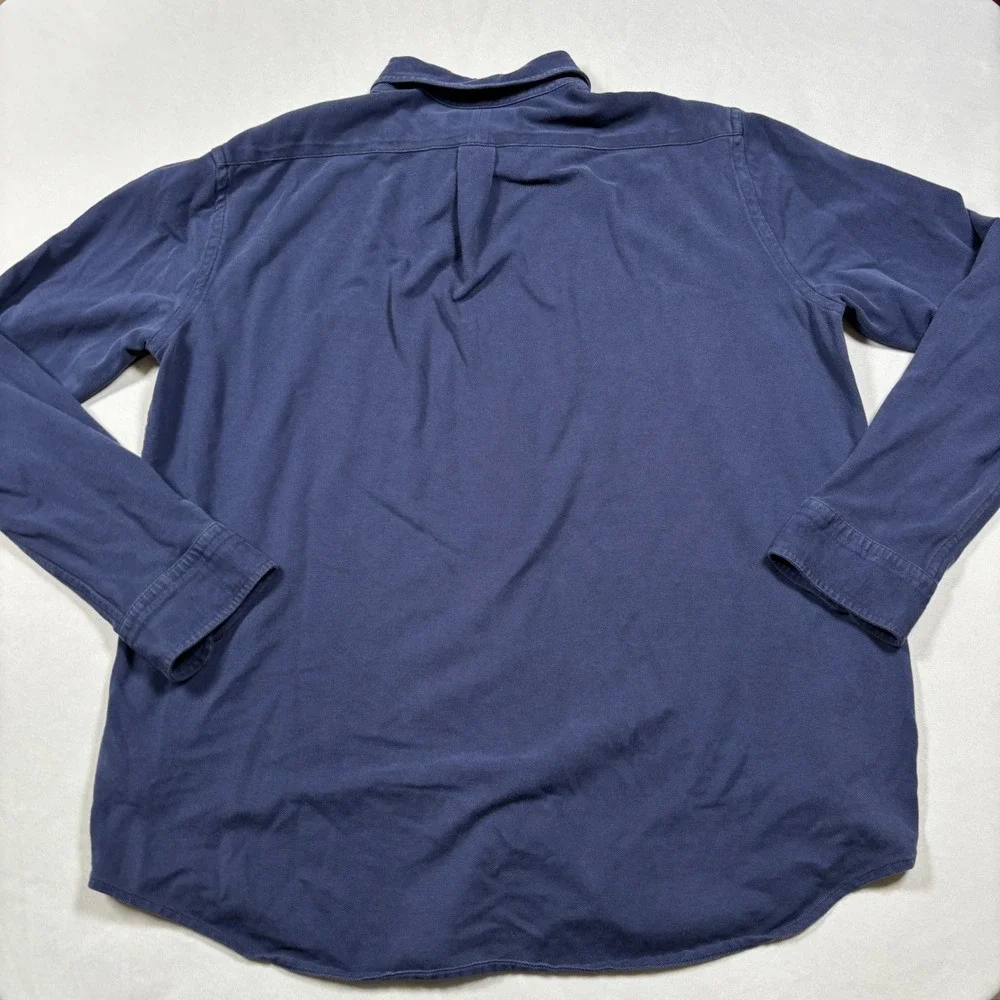 Ralph Lauren Knit Oxford Shirt Mens Large Blue Long Sleeve Button Down Pony Logo
